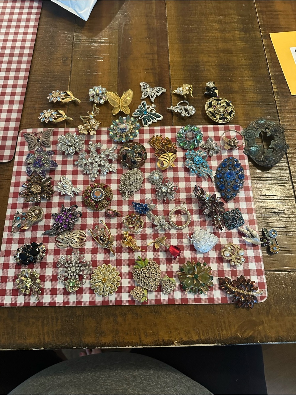 Vintage Multi-Color Costume Brooch Lot - Floral & Butterfly Pins